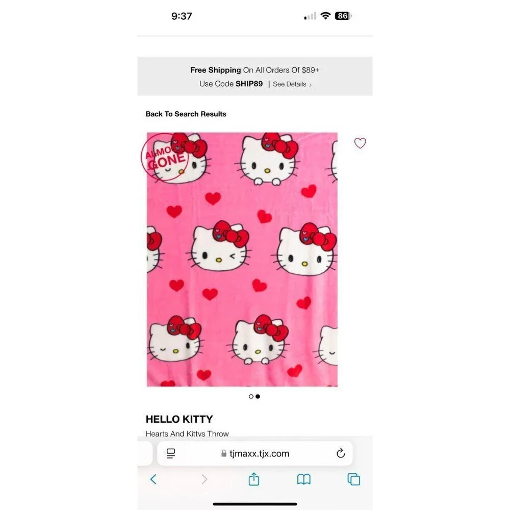 Hello Kitty Valentines Hearts And Kitty's Throw